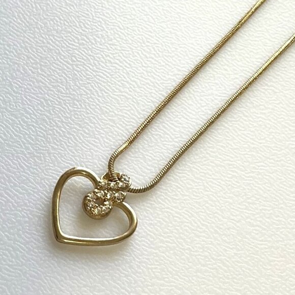 VINTAGE  HEART RHINESTONE NECKLACE - Picture 1 of 15